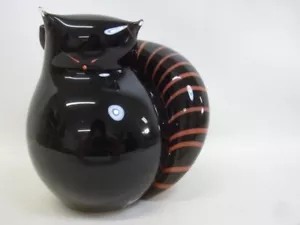 SEGUSO MURANO Glass Art Black Cat Figurine Made in Italy Venetian Glass - Picture 1 of 9