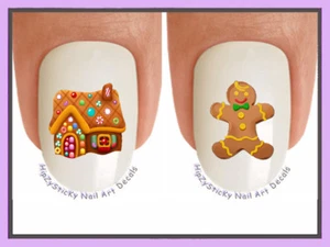 Nail Art X804 WEIHNACHTEN Lebkuchenhaus Mann Wasserrutsche Nagel Aufkleber Transfers - Bild 1 von 2