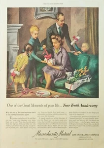 1951 Massachusetts Mutual Life Insurance Vintage Ad Tenth Anniversary - Bild 1 von 1
