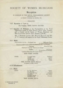 [Davies, Fanny. (1861 - 1934)] 1925 "Society of Women Musicians" Recital Program - Picture 1 of 2
