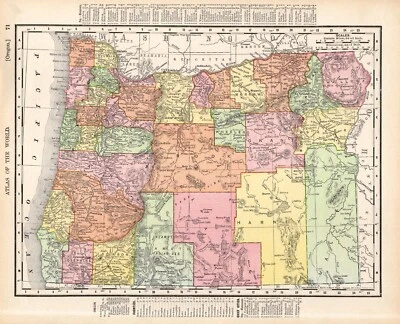 1907 Antique Oregon State Map Atlas Map of Oregon Gallery Wall Decor 1252 - Image 1 of 4