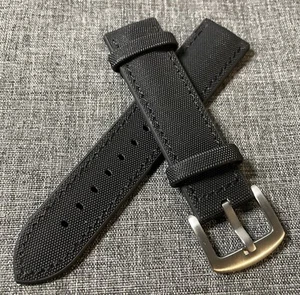 2nd Gen / Sailcloth Rubber Sports Watch Strap / All Black / 316 Steel 20/22/24mm - Picture 1 of 7