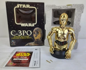 Star Wars C-3PO Gold Plated Gentle Giant Mini Bust Resin Statue 2004 *Damage* - Picture 1 of 9