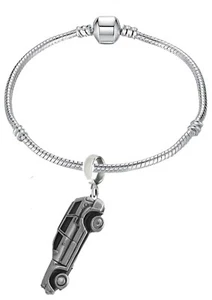 Grand Cherokee ref347 3D Pewter effect Car on a plated snake bracelet - Imagen 1 de 1