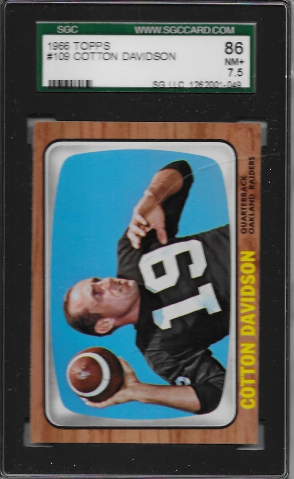 1966 TOPPS # 109 COTTON DAVIDSON (RARE) OAKLAND RAIDERS SGC 86 7.5 NM+ - Image 1 of 1