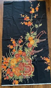 Michael Miller Fabric IMPERIAL GARDEN Japanese Floral Black Orange 23 x 43” - Picture 1 of 5