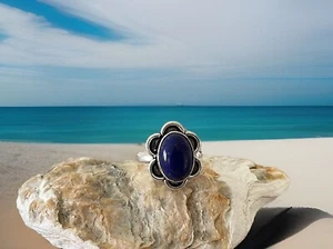 Size 9 Lapis Lazuli Gemstone Ring - Sterling Silver plated 925-Brand New - Imagen 1 de 4