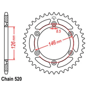 RK 43T Rear Sprocket for Suzuki DRZ400E 2001-2022 - Picture 1 of 2