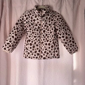 Amazon Essentials Girls Pink Leopard Puffer Full Zip Jacket Size L 10 - Picture 1 of 9