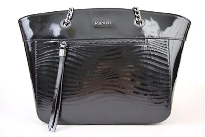 Ripani 7931 NIGELLA черный лакированная кожа сумка с короткими ручками Дамская сумка 100% сделано в Италии - Изображение 1 из 4