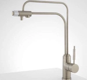 Signature Hardware Miscelatore da cucina in ottone massiccio nichel spazzolato 3331C-BN - Foto 1 di 4