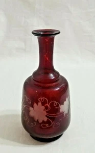 Decantador/jarrón bohemio vintage de 5" de alto - Imagen 1 de 8