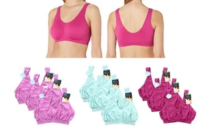 3 Pack Bali Crop Top Bra Comfort Revolution Womens Seamless Bralette, 103J - Picture 1 of 6
