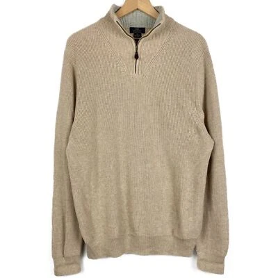 Suéter Brooks Brothers Para Hombres Talla XL Algodón Supima 1/4 Cremallera Tejido Pullover Tostado Foto 1 de 4