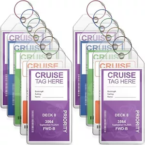 10 Pack Cruise Luggage Tag Holder, Carnival Cruise Luggage Tags, Cruise Ship Lug - Picture 1 of 7