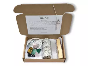 Taurus Zodiac Crystal & Smudge Gift Set - Crystals For Taurus, Star Sign Taurus - Picture 1 of 6