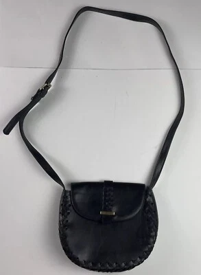 NILA ANTHONY Purse Crossbody  Bag Black Faux Leather Braided Piping - Image 1 of 4