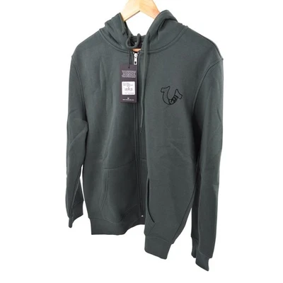 Sudadera con Capucha True Religion Verde Sicómoro Multi Logo Flock Cremallera Completa - Para Hombre Mediana Foto 1 de 4