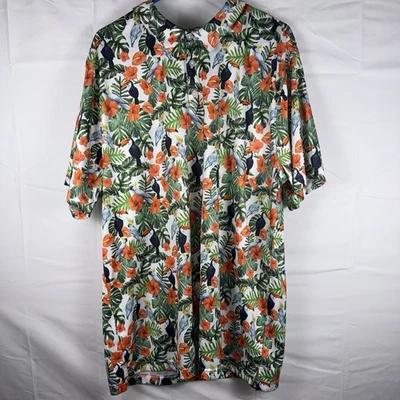 BCG Men's Golf Tropical Birds Printed Polo Shirt Size 3XL - Image 1 of 4