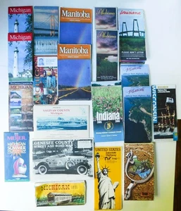 21 USA Kanada Straßenkarten Lot Michigan IN TX MN AL LA Flip LOT - Bild 1 von 5