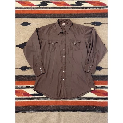 Vintage Marrón Fenton Manga Larga Western Pearl Snap Foto 1 de 3