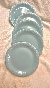 5 NWT Aqua Light Blue Pioneer Woman Stoneward 8.5" Scalloped Salad B & B Plates - Picture 1 of 4