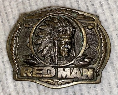 VINTAGE RED MAN CHEWING TOBACCO BRASS BELT BUCKLE 1988 Limited Edition - AS IS - Image 1 of 4