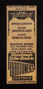 1940s Bartunek's Clothes Suits Overcoats Topcoats 3 Locations Cleveland OH MB - Picture 1 of 2