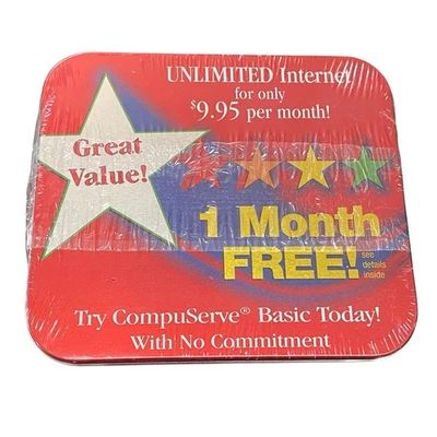Vintage CompuServe Basic Today Unlimited Internet CD Factory Sealed in Tin - Image 1 of 3
