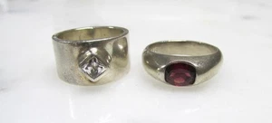 Women's Lot of 2 Sterling Silver Rings w/ Unknown Stones ~ 15grams ~ 6-D652 - Picture 1 of 6