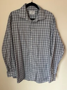 Hickey Freeman Herren Größe 17 grau weiß kariert Langarm Button-Down Hemd - Bild 1 von 6