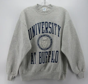 VINTAGE University At Buffalo Sweatshirt Men Large Gray Velva Sheen 80s 90s NCAA - Picture 1 of 10