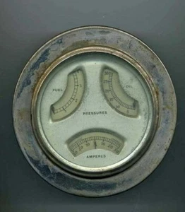 1920's - 1930's Instrument Cluster Fuel / Oil / Amperes - Bild 1 von 1