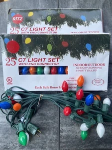 (3) RITZ 25 C7 MULTI COLOR CHRISTMAS LIGHT SET End-To-END, NEW/USED, Free S&H. - Picture 1 of 12