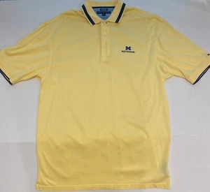 Michigan Wolverines Polo Tommy Hilfiger Golf Yellow Medium 100% Cotton - Picture 1 of 7