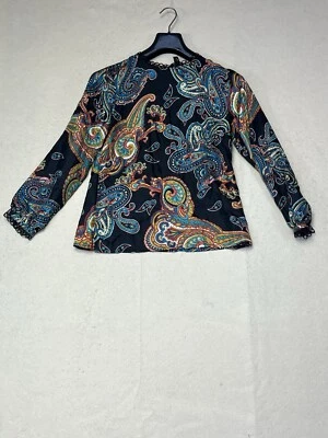Nueva Blusa Top J.Crew 100% Seda Manga Larga Audaz Paisley Multi Para Mujer Talla 2  Foto 1 de 4