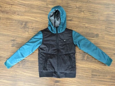 Chaqueta con Capucha Usada Una Vez Usada en Excelente Condición Talla 8 10 Quicksilver Boy Negra Verde Lluvia Foto 1 de 4
