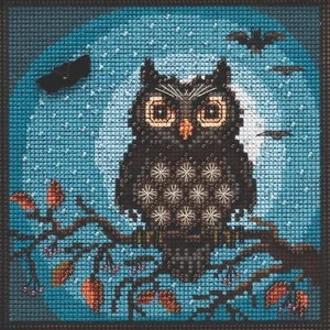 Midnight Owl Cross Stitch Kit Mill Hill 2019 Buttons & Beads Autumn MH141922 - Picture 1 of 2