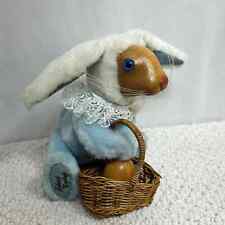 VTG Applause Robert Raikes Daniel Blue Bunny Easter Rabbit Plush Wood Face & Egg