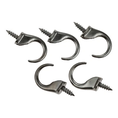 5Pcs Screw Ceiling Hooks Hanger for Hanging Ropes Cups Chains Mug Ornament Black - Image 1 of 4