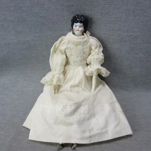 Vintage China Head Doll Low Brow Brunette 18in - Picture 1 of 14