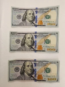 Lot of 3 Consecutive Serial Numbers $100 Dollar Bills Rare Notes Series 2017A - Picture 1 of 18