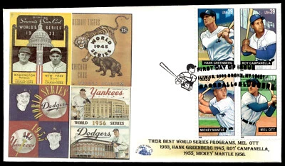 2006 Baseball Slugger Stamp Block FDC World Series Program Collage Fulton Cachet - Image 1 of 2