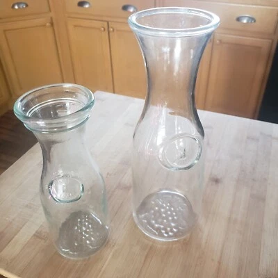 Libby 1 Litre 32 oz. & 1/2 Liter 17 oz Glass Wine Decanter Carafe Flower Vases 2 - Image 1 of 4