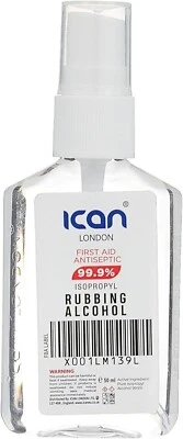 ICAN LONDON Isopropyl Alcohol 99.9% PURE Isopropanol Lab Grade Rubbing IPA 50ML spray