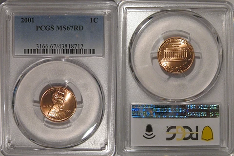 2001 P Lincoln Memorial Cent 1c PCGS MS67RD Cover