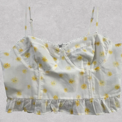 Y2K Forever 21 Bustier Corsé Top Mujer Grande Margarita Floral Cremallera Correa Trasera Nuevo Foto 1 de 4