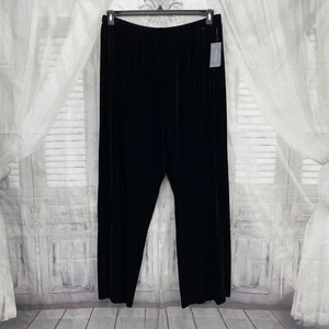 Alex Evenings Size 3X Black Velour Velvet Dress Pants Elastic Waist Wide Leg B18 - Picture 1 of 8
