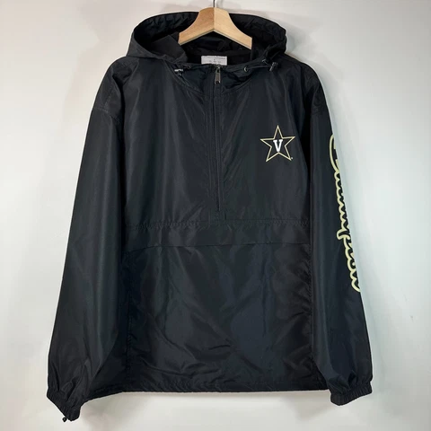 Champion Vanderbilt Commodores Pullover Jacket Lightweight Black Mens Large L Cover