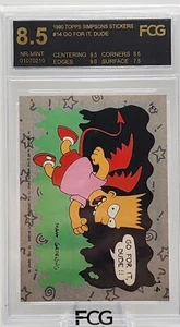 1990 Topps The Simpsons Stickers Bart "Go For It, Dude" #14 FCG 8.5 NM - Picture 1 of 2